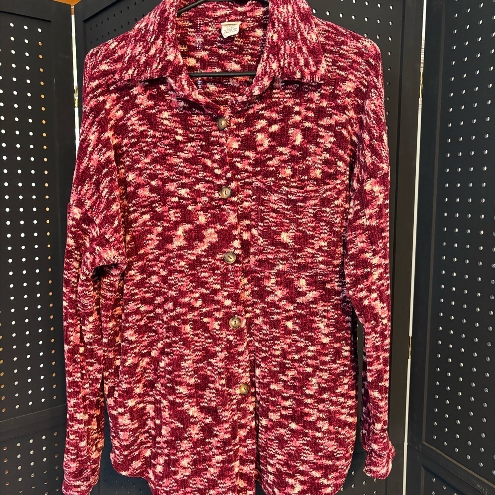 7th Ray Burgundy and White Button-Down Shirt